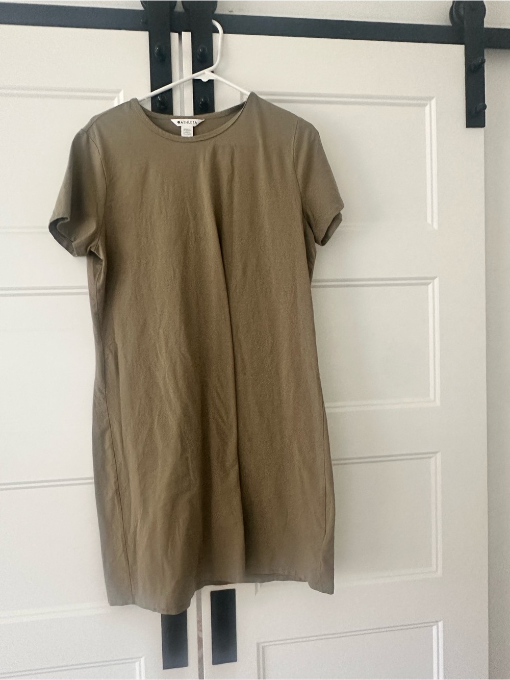 Athleta Olive Short-Sleeve Mini Shift Dress